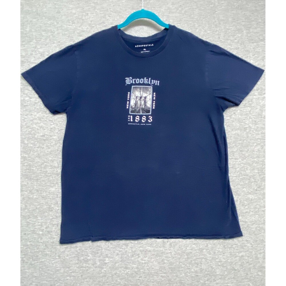 Aeropostale Shirt Womens XL Navy Blue Brooklyn New York 1883 Graphic Tee Cotton‎